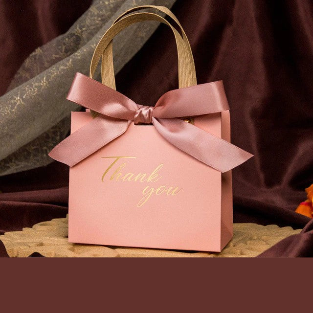 10 pcs - Pink Thank You Paper Gift Bags