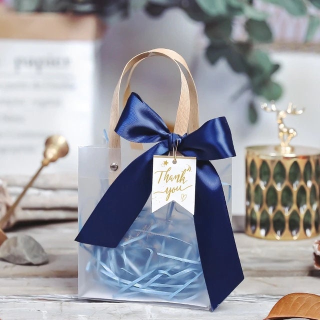 5 pcs - Transparent Gift Bags with Bow Ribbon